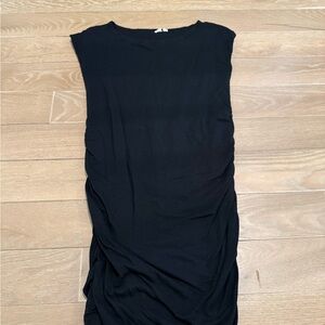 Black Sleeveless Ruched Maternity Dress